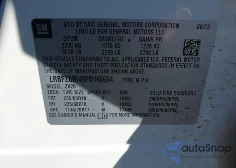 2023 Buick Envision Preferred Awd from USA, damaged, VIN LRBFZMR49PD160604